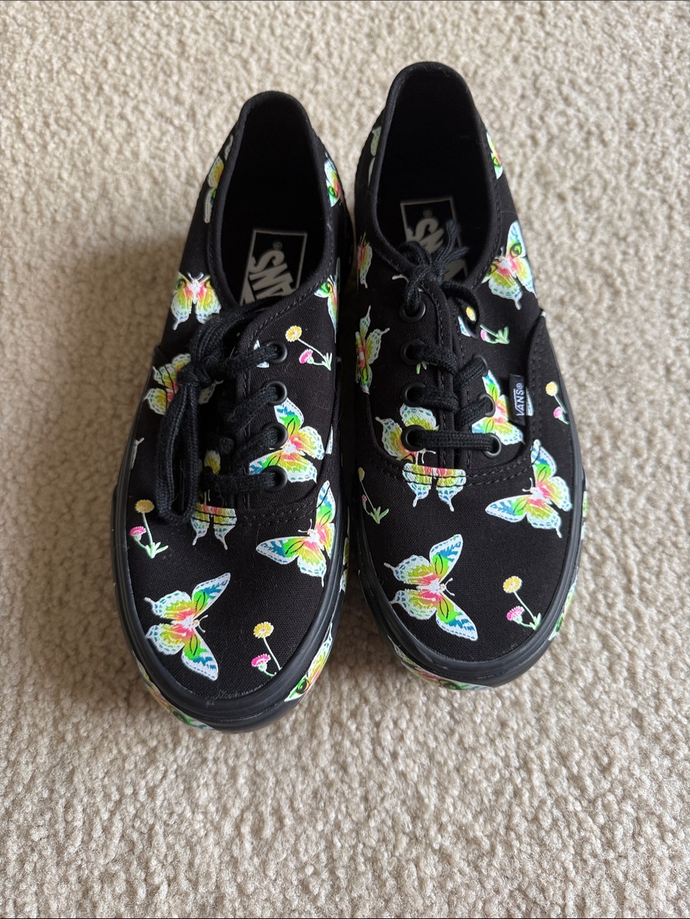 Vans Black Canvas Sneakers with Multicolor Butterfly Print